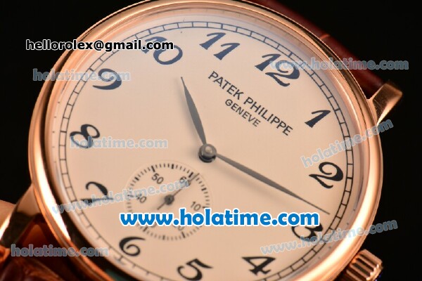 Patek Philippe Calatrava 2813 Automatic Rose Gold Case with Beige Dial and Arabic Numeral Markers - Click Image to Close